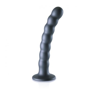 OUCH! BEADED SILICONE G-SPOT DILDO 6.5 IN GUNMETAL
