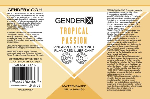 GENDER X TROPICAL PASSION LUBE FLAVORED 2 OZ