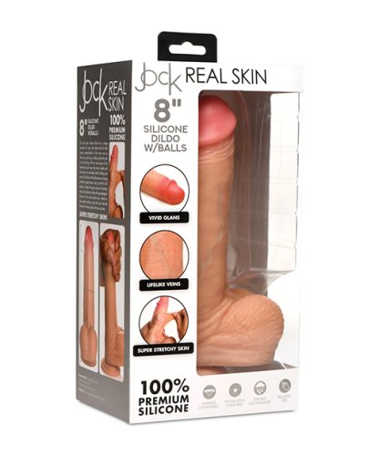 Curve Toys Jock Real Skin Silicone 8\" Dildo w/Balls