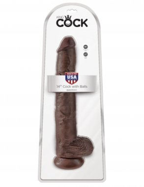 KING COCK 14 IN COCK W/BALLS BROWN