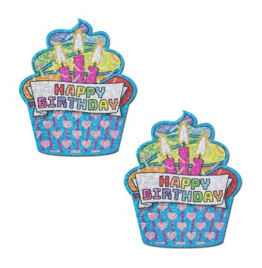 Happy B/day Cupcake Glitter Past -Turq *