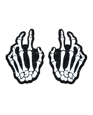 Neva Nude Holographic Skeleton Hands Pasties - White/Black O/S