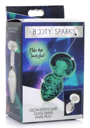 BOOTY SPARKS GLOW-IN-THE-DARK GLASS ANAL PLUG SMALL