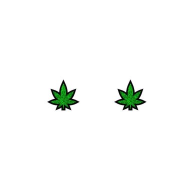 Weed Leaf Earrings - Sparkle Green