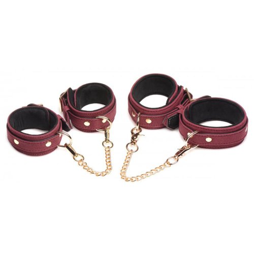 6 Piece Velvet Bondage Set - Burgundy