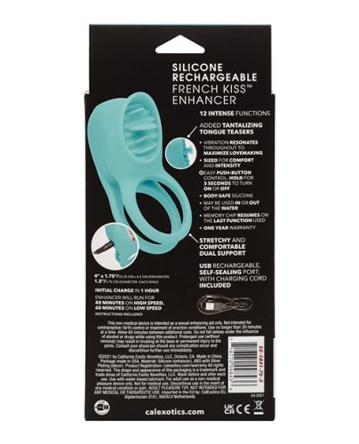 Couple\'s Enhancers Silicone Rechargeable French Kiss Enhancer - Teal