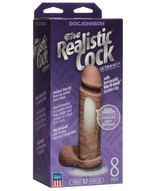 Realistic 8" Ultraskyn Cock w/Balls - Brown