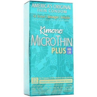 Kimono MicroThin w Aqua Lube Condom 12pk