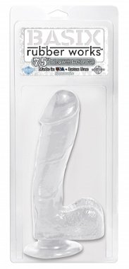 BASIX RUBBER WORKS 7.5IN DONG W/SUCTION CUP CLEAR