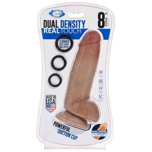 CLOUD 9 DUAL DENSITY DILDO TOUCH THICK W/ REALISTIC PAINTED VEINS & BALLS 8 IN W/