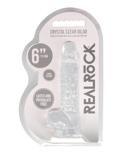 Shots RealRock Realistic Crystal Clear 6\" Dildo w/Balls - Transparent Clear