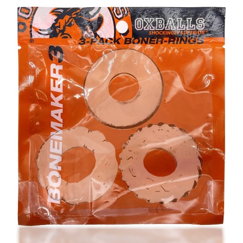 BONEMAKER 3PK COCKRING SET CLEAR (NET)