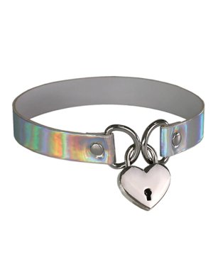 Plesur Heart Lock Collar - Holographic White