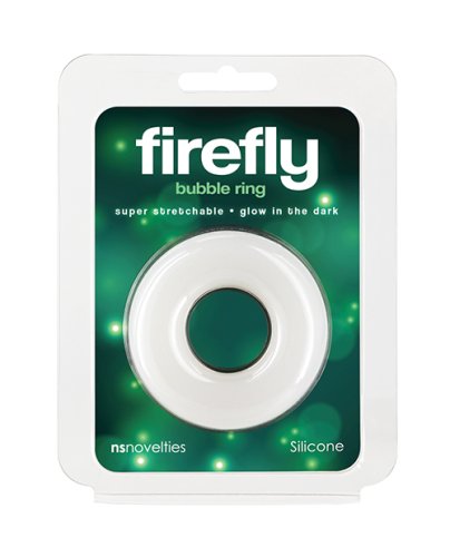 Firefly Glow in the Dark Bubble Cock Ring - Large, White