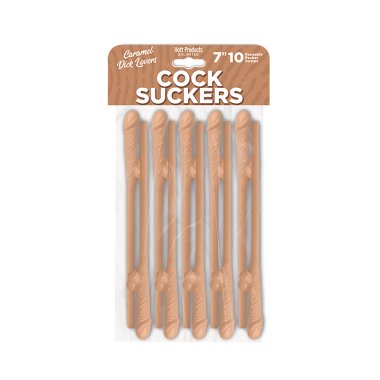 COCK SUCKERS PECKER STRAWS CARAMEL LOVERS 10PK