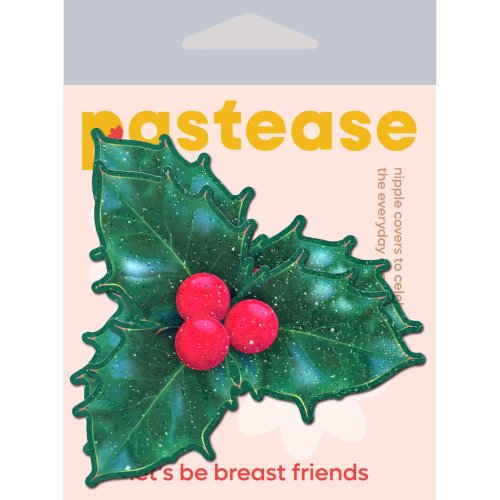 PASTEASE XMAS WINTER HOLLY W/ RED BERRIES