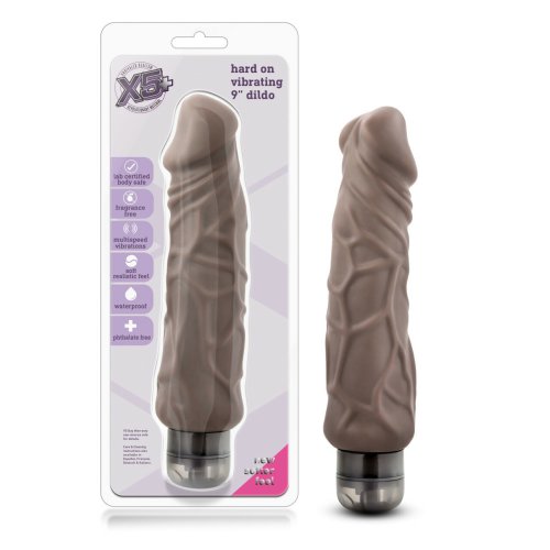 X5 HARD ON VIB. 9IN DILDO BROWN