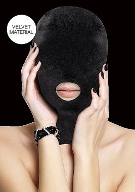 VELVET & VELCRO MASK W/ MOUTH OPENING BLACK