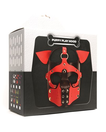 665 Bondage Pup Hood - O/S Black/Red