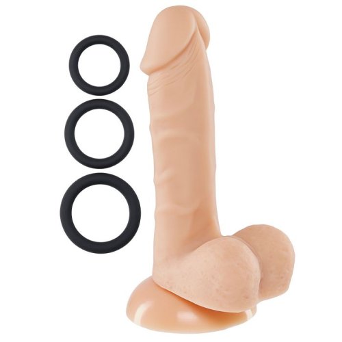 PRO SENSUAL PREMIUM SILICONE DONG W/ 3 C RINGS LIGHT 6 \"