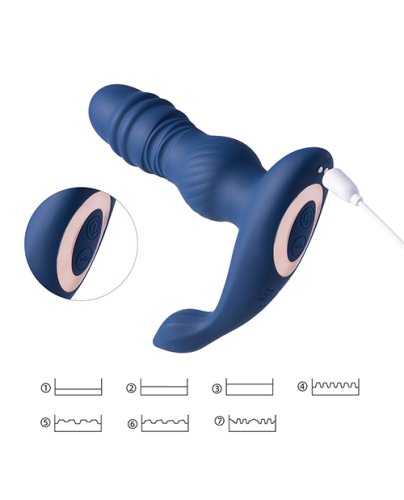 Jaden Thrusting Prostate Massager Vibrating Butt Plug Anal Sex Toy - Blue