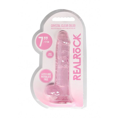 7\" Realistic Dildo With Balls - Pink