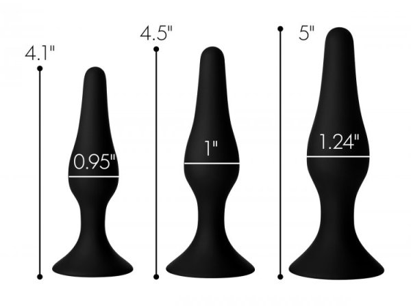 MASTER SERIES TRIPLE SPIRE TAPERED SILICONE ANAL TRAINER 3PC SET