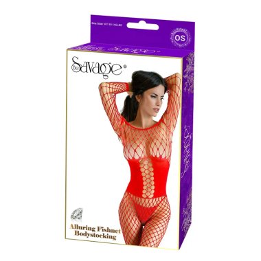 ALLURING FISHNET BODYSTOCKING RED