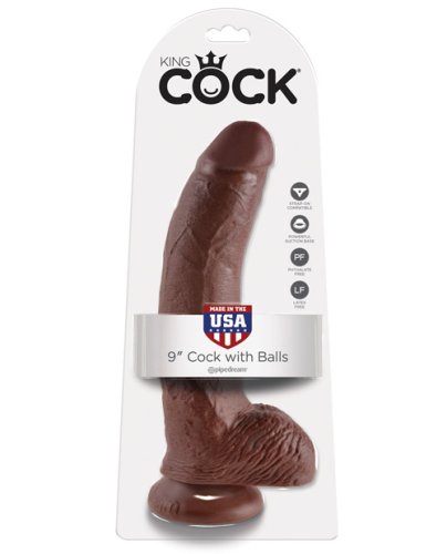 King Cock 9\" Cock w/Balls - Brown