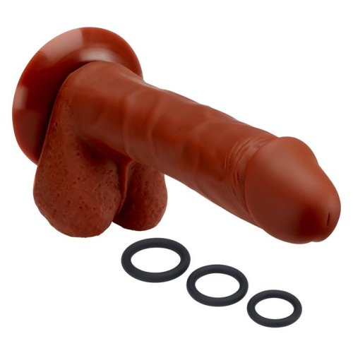 PRO SENSUAL PREMIUM SILICONE DONG W/ 3 C RINGS BROWN 8 \"