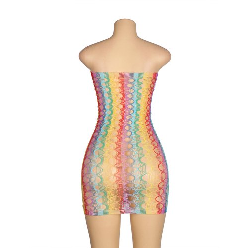 Rainbow Strapless Mini Net Dress L/XL*