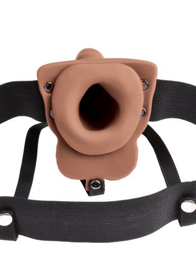 FETISH FANTASY 6 IN HOLLOW RECHARGEABLE STRAP-ON TAN