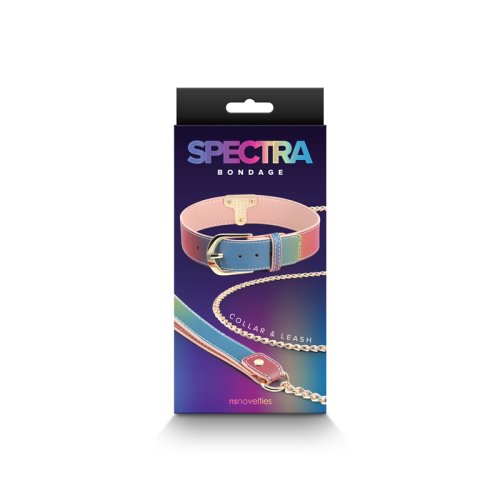 SPECTRA BONDAGE COLLAR & LEASH RAINBOW