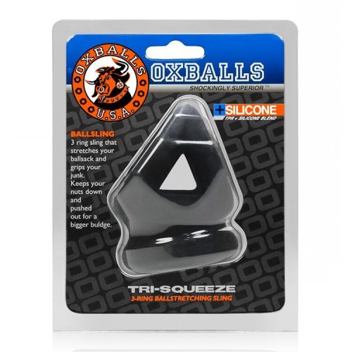 TRI SQUEEZE COCKSLING BALL STRETCHER OXBALLS SILICONE TPR BLEND BLACK ICE (NET)