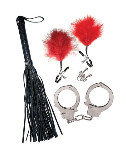 Bondage by Nasstoys Whip & Cuff Set - Red