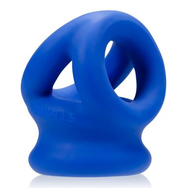 TRI SQUEEZE COCKSLING BALL STRETCHER OXBALLS SILICONE TPR BLEND COBALT ICE (NET)