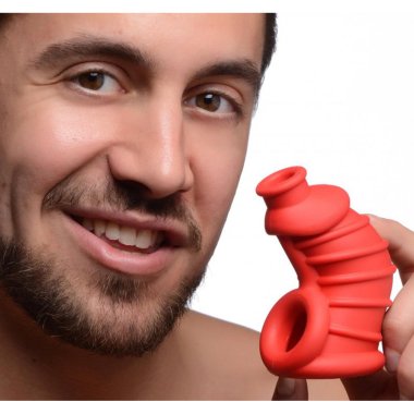 Dark Chamber Silicone Chastity Cage -Red