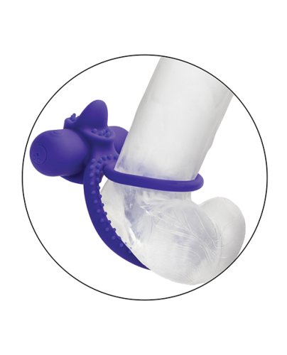 Couple\'s Enhancer Silicone Rechargeable Dual Climaxer Enhancer w/Flickering Tongue - Purple