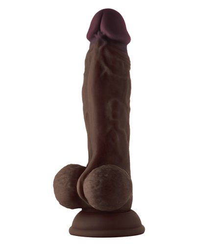 Shaft Model A Flexskin Liquid Silicone 9.5\" Dong w/Balls - Mahogany