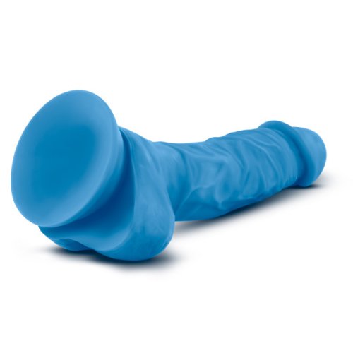 NEO 7.5 DUAL DENSITY COCK W/BALLS NEON BLUE \"