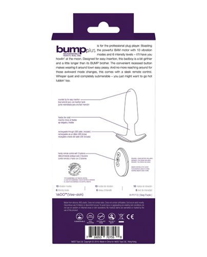 VeDO Bump Plus Rechargeable Remote Control Anal Vibe - Deep Purple