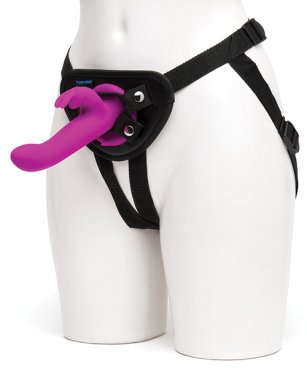 HAPPY RABBIT RECHARGEABLE VIBRATING STRAP ON HARNESS SET