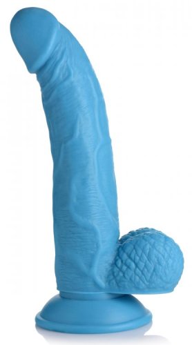 POP 7.5IN DILDO W/ BALLS BLUE