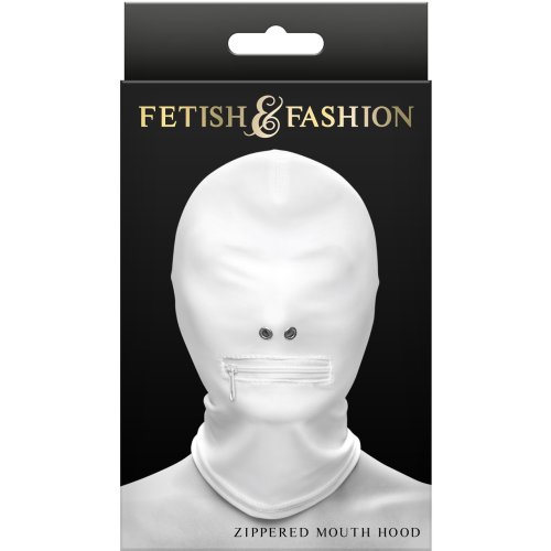 FETISH & FANTASY ZIPPERED MOUTH HOOD WHITE