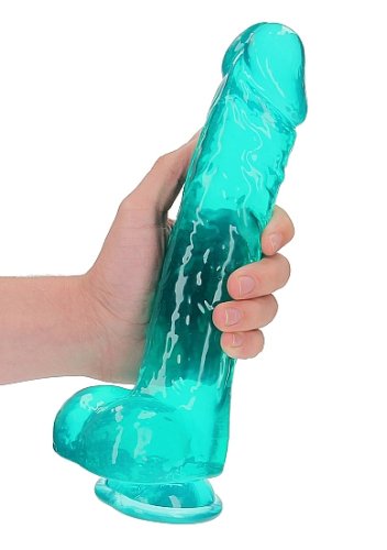 REALROCK REALISTIC DILDO W/ BALLS 10IN TURQUOISE