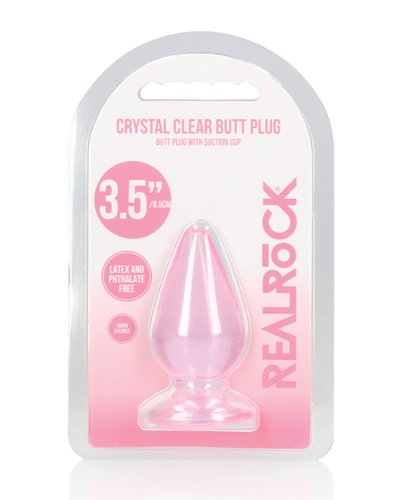 Shots RealRock Crystal Clear 3.5\" Anal Plug - Pink