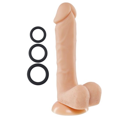 PRO SENSUAL PREMIUM SILICONE DONG W/ 3 C RINGS LIGHT 8 \"