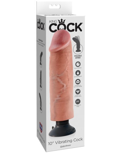 King Cock 10\" Vibrating Cock - Flesh