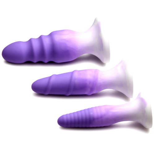 3 piece Silicone Butt Plug Set - Purple