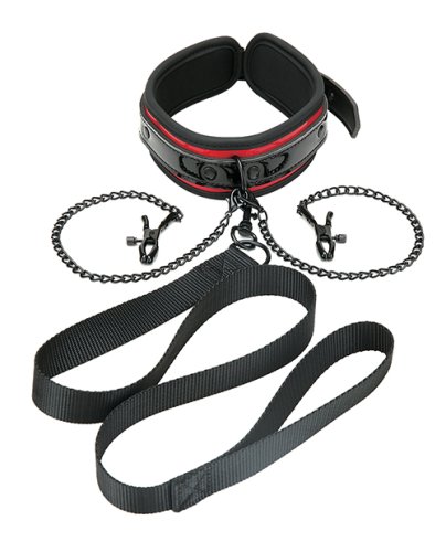 WhipSmart Heartbreaker Collar & Leash Set - Black/Red